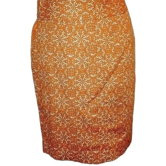 Rafaella Petite Womens Pencil Skirt Size 6P Orange White - Picture 7 of 9